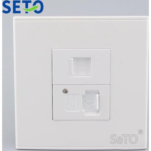 SeTo 86 Type RJ45 Cat5e Network Lan + USB Charging Panel Wall Plate Socket Keystone Faceplate