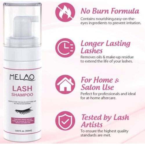 Eyelash Extension Shampoo Lash + Brush 50ml Eyelid Foaming Cleanser Washing