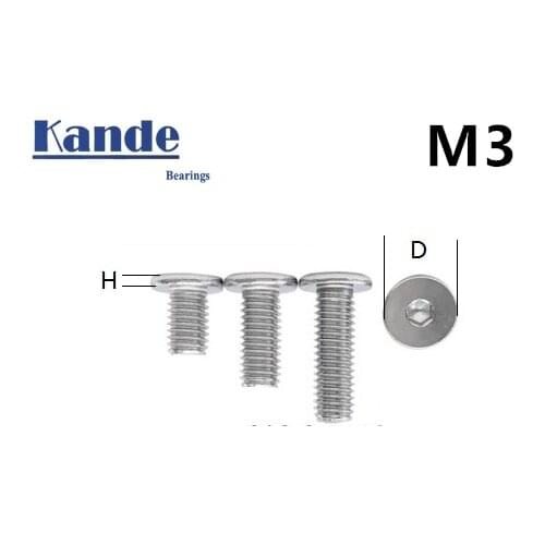 20 50pcs M3 304 A2-70 Stainless Steel Hex Hexagon Socket Ultra Thin Super Low Flat Wafer Head Allen Cap Screw bolts and nuts