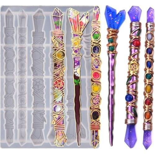 Silicone Resin Molds DIY Hair Pin Hair Stick Resin Casting Mold Hair Clip Silicone Moulds Wand Scepter Ceremony Hairpin Mould