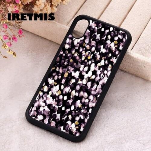 Iretmis 5 5S SE Phone Cover Case for iPhone 6 6S 7 8 Plus X Xs XR 11 12 Mini Pro Max Rubber Silicone BLACK PINK WATERCOLOR SPOTS