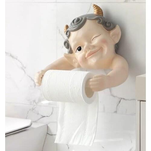 Resin Cute Angel Tissue Paper Holder Bathroom Toilets Kitchen Wall Mount Toilet Spool Roll Holder Home Decorations