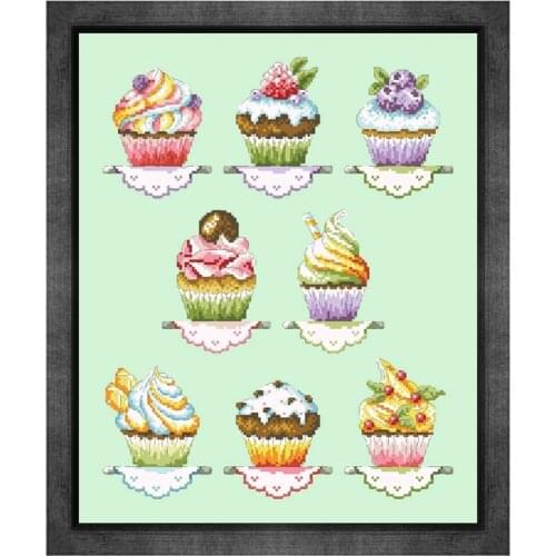 Sweet cakes cross stitch kit food aida fabric 18ct 14ct 11ct light green cotton thread embroidery kits DIY craft set