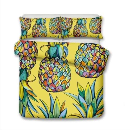 Modern Fashion Bedding Set Watercolor Pineapple 3D Printed For Home Duvet Cover Set 12 Sizes With Pillowcase Bedclothes Textile
