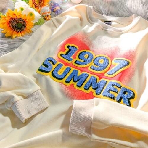 Streetwear Hip Hop Letters Embroidery Sweatshirt Women O-neck Pullovers 2021 New Plus Size Tops Clothes for Teens Korean Fashion