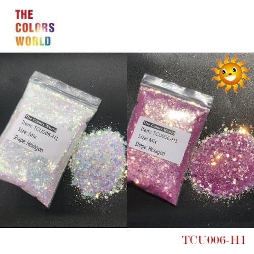 TCT-240 UV Glitter Ultraviolet Light Hexagon Shape Mix Size Nail Glitter Nail Decorations Nail Gel Makeup DIY Henna Accessorie