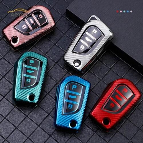 Carbon Fiber TPU Car Remote Key Cover Case Shell For Toyota Auris Corolla Avensis Verso Yaris Aygo Scion TC IM Camry RAV4 Hilux
