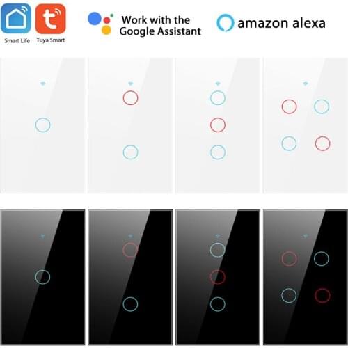 1/2/3/4 gang TUYA WiFi+433MHZ Smart Touch Switch Home Light Wall Button for Alexa and Google Home Assistant US Standard