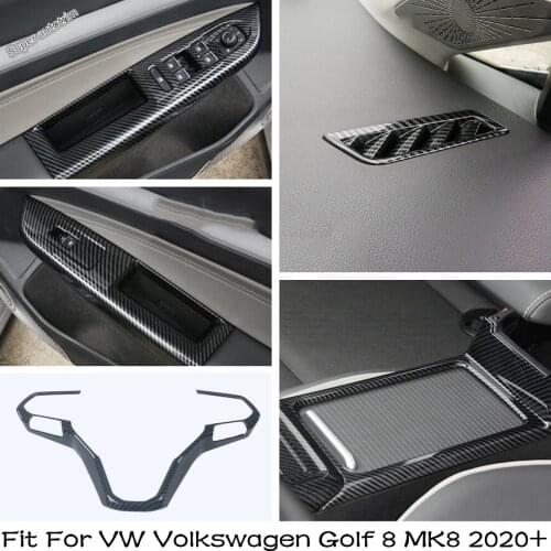 Interior For VW Volkswagen Golf 8 MK8 2020 2021 Air Condition Vent Outlet / Cup / Steering Wheel / Door Armrest Glass Cover Trim