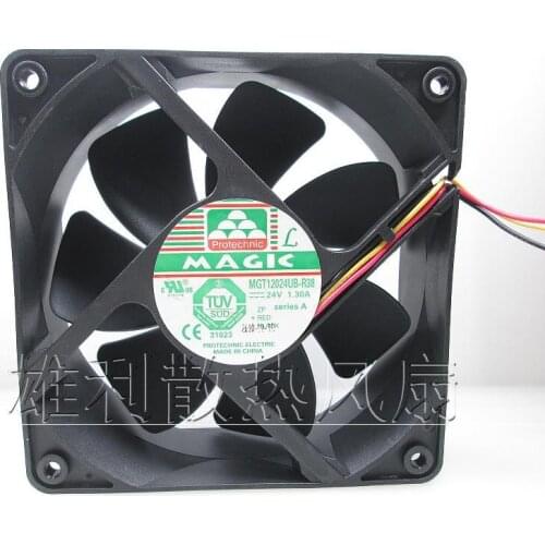 Magic MGT12024UB-R38 Server Cooling Fan DC 24V 1.30A 120x120x38mm 3-wire