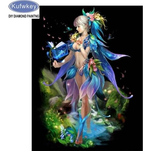Elf embroidery diamond painting carroon girl cross stitch full square round drill mosaic fairy picture of rhinestone wall decor