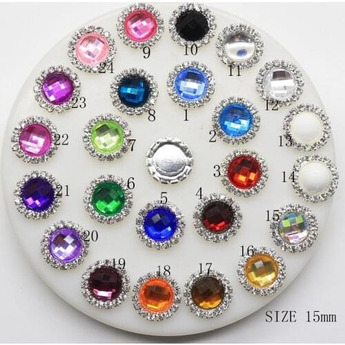YWXINXI 10Pcs hot sale 15mm round rhinestone flat bottom jewelry accessories, DIY handmade embellishment clothing decoration