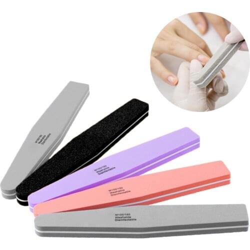 1Pcs Double Side Nail Files Buffer 100/180 Trimmer Buffer Lime A Ongle Nail Art Tools Washable Buffing Sanding File Sponge