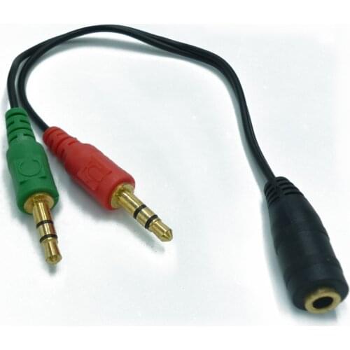 100pcs/lot 3.5mm 1 Female to 2 male AUX Audio Cable Mic Splitter Cable Earphone Headphone Adapter Cable for Phone pad Mobile