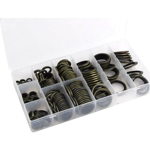 150Pcs Flat Washer Box, Galvanized Combined Washer M6-M24 Fastener Spring Washer