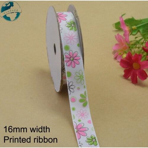 16mm width, flower printed ribbons Polyester Grosgrain ribbon, lace satin ribbons DIY hairbow accessories, gift package #3458