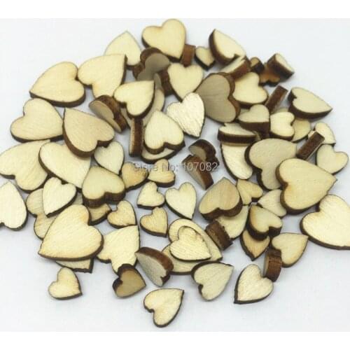 300pcs Wooden MINI MIXED HEART Confetti Chips Embellishments weddings craft cardmaking scrapbook