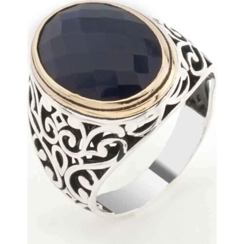 925 sterling Silver Black Zircon Men Ring Model 11