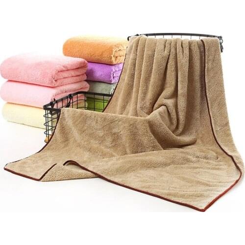 New Arrival Microfiber fabric Solid Coral Cashmere Bath Towel Beauty Salon Sauna Spa Bathrobes Absorbent Beach Towels for Adults