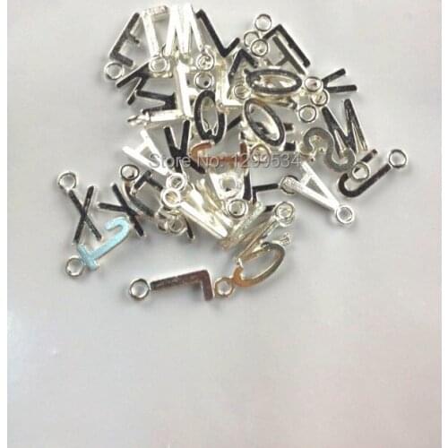 Free Shipping 100pcs/lot 16mm A-Z Random Assorted Silver Plated Metal Letter Beads For Jewerly Making Bracelet Craft DIY Beads