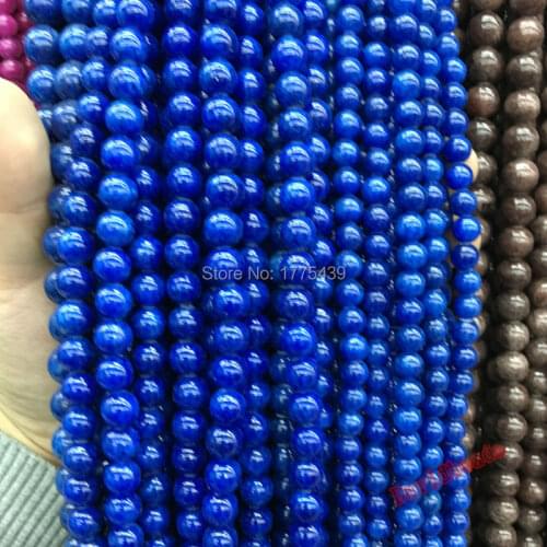 Free Shipping 6mm 8mm 10mm 12mm Round Smooth Dark Blue Jadee Beads Jewelry Beads For Jewelry Making Diy Bracelet Strand 15"