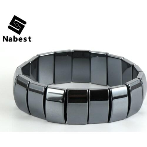 Men Women High Quality Natural Stone Hematite Tube Beaded Bracelet Black Hematite Energy Health Care Healing Bangle Jewelry