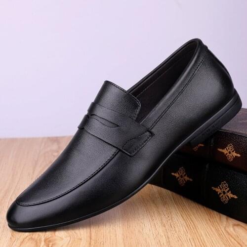 Brand Genuine Leather Men Loafer Shoes Fashion Male Boat Shoes Casual Shoes Man Business Wedding Footwear Mens Slip on Loafers