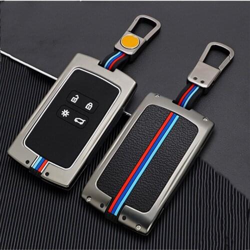 Car Key Cover for Renault Key Cover Zinc alloy Hard Key Case Chain For Renault Kadjar Megane Koleos QM5 QM6 2016-18
