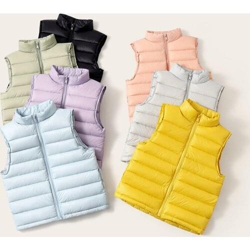 Children Clothing 2021 Duck Down Vest For Boys Kids Infant Girl Clothing Sleeveless Toddler Solid Color Turn-down Collar Jackets