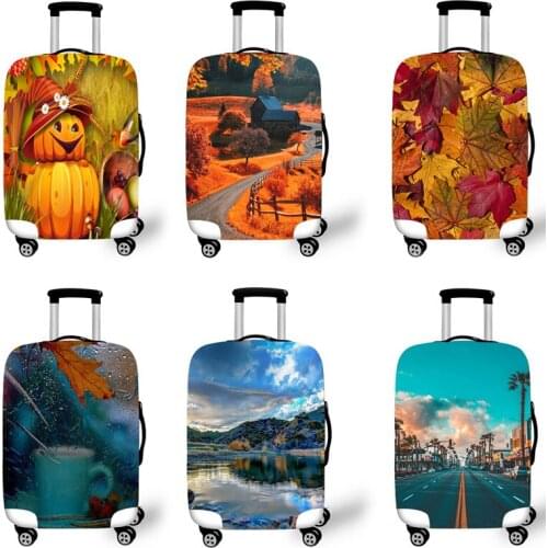 Elastic Luggage Protective Cover Case For Suitcase Protective Cover Trolley Cases Covers 3D Travel Accessories Autumn Pattern T0