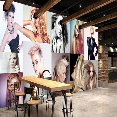 Beibehang Customize any size mural 3D cool personality fashion charm creative hair salon barber shop backdrop wall papier peint