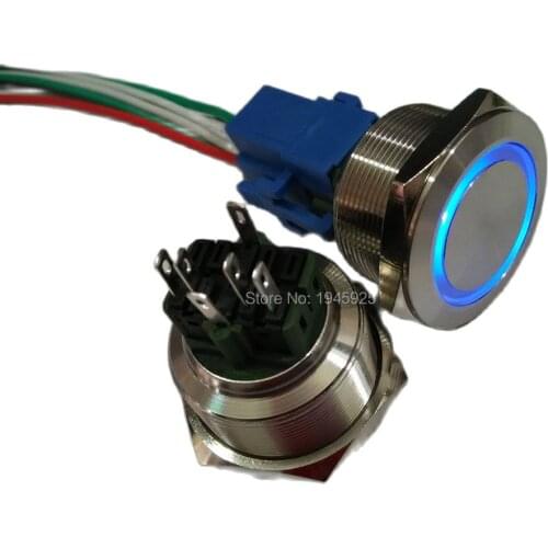 6V 12V 24V 220V ring illuminated 30mm momentary anti vandal electric metal switch with connector