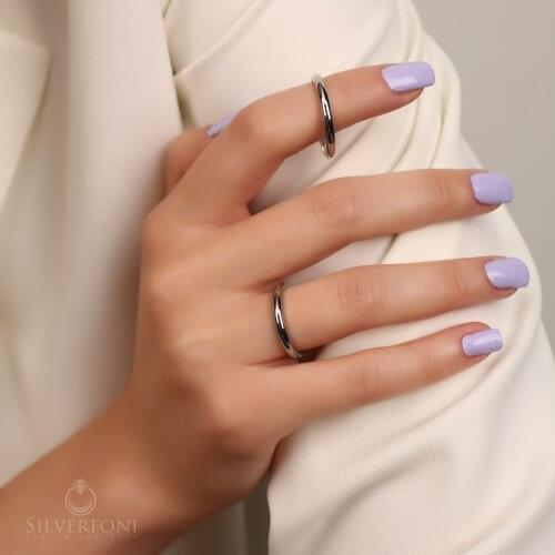 SILVERFONI 925 Sterling Real Silver Wedding Rings Set For Men And Women Jewelry 2 MM Classic Dished Anniversary Gift New Season