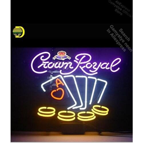Crown Royal Poker Neon Light Sign Real Glass Tube neon lights Recreation Professiona Iconic Sign Light Advertisement Neon Custom