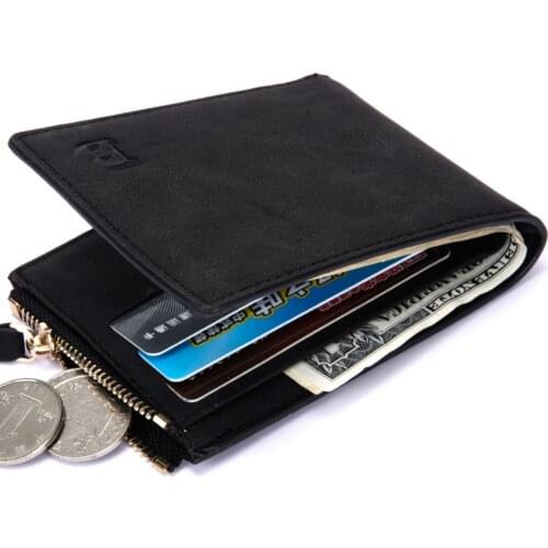 Short Wallets Vintage Zipper Men Wallets Leather Wallet Money Bag Credit Card Holder Dollar Bill Wallet Clutch Purse Boy Use