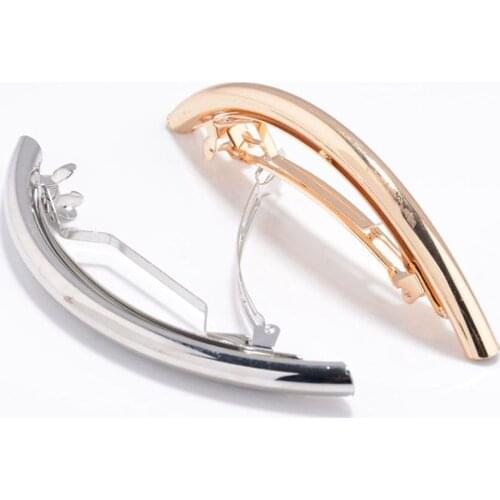 Cool Long Women Hair Clips Metal Gold/Silver Plain ARC Tube Big Hairgrip Hairpin