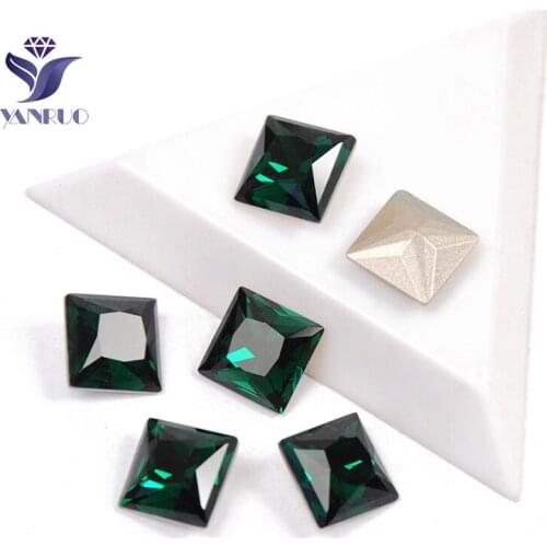 YANRUO 4447 Princess Square Emerald Sew On Crystal Container For Rhinestone Claws Crystal Sparkly Shoes With Rhinestones Clothe