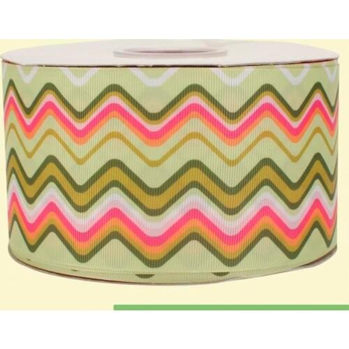 3" inch 75 mm 7.5cm colorful Wave pattern strips free shipping printed grosgrain ribbons