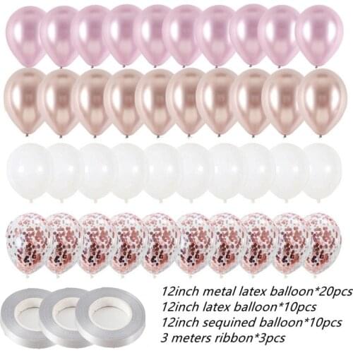 43pcs12inch metal latex rose gold latex balloon birthday party decoration gift wedding decoration helium balloon baby shower