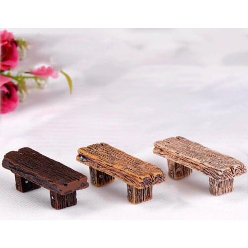 Wooden stool Furniture Fairy Garden Ornament Crafts Courtyard Decoration for Miniature doll Modern Landscape Toys