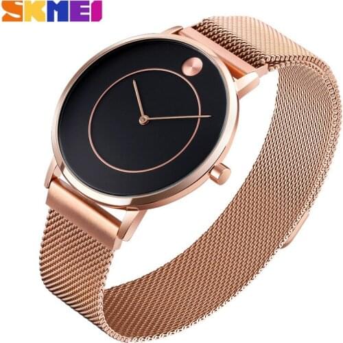 SKMEI Mens Museum Classic Watches Fashion Male Quartz Movement Wristwatches with Stainless Steel Analog Watch 9197