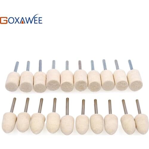GOXAWEE 10pcs Dremel Accessories Polishing Wheel Polishing Tools Wool Felt Metal Surface Buffing Polishing Bits for Rotary Tools