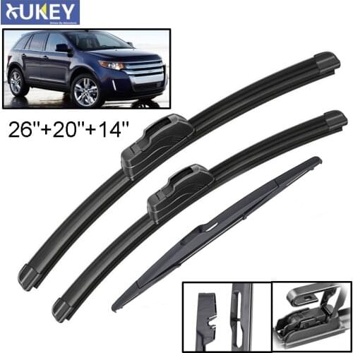 Xukey 3Pcs Front Rear Windscreen Wiper Blades Set For Ford Edge MK1 2014 2013 2012 2011 2010 2009 2008 2007 26"20"14"