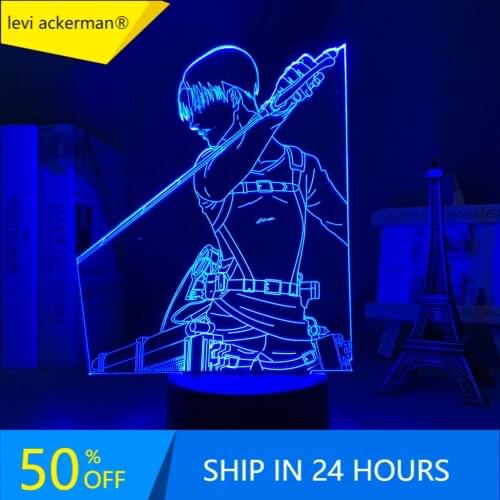 Attack on Titan Led Night Light for Kids Bedroom Decor Nightlight Birthday Gift Bedside Table 3d Lamp Anime Attack on Titan Levi