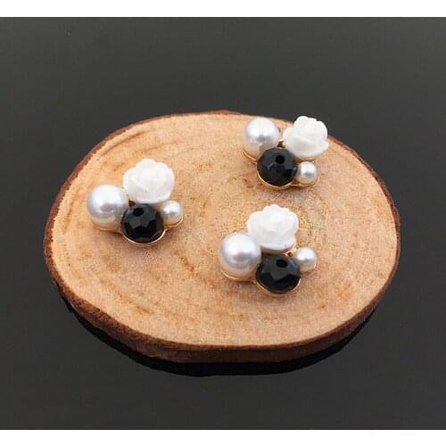 2016New 100Pcs Resin Flower Pearl and Beads Rhinestones Buttons for DIY hair accessories HZ156