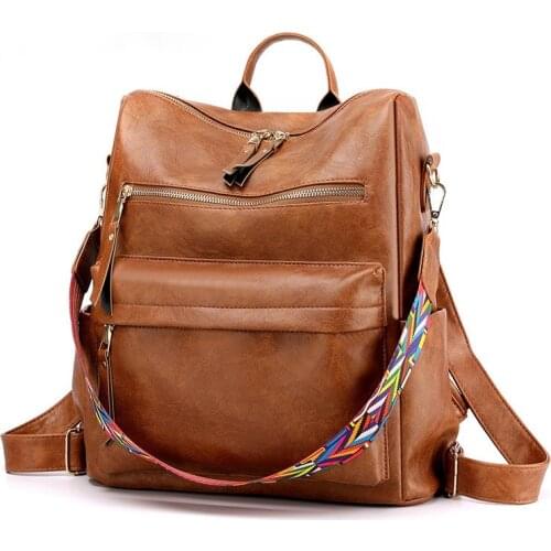 2021 New High Quality Leather Backpack Women Shoulder Bags Multifunction Travel Backpack School Bags for Girls Bagpack Mochila