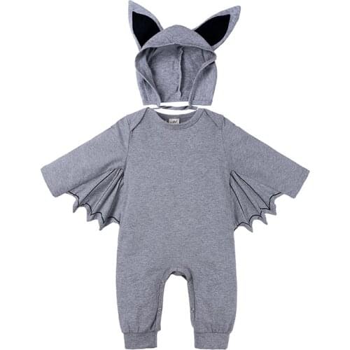 Autumn Winter Newborn Bat modeling+hat Baby Clothes Unisex Clothes Boys Rompers Kids Costume For Girl Infant Jumpsuit 3-24 Month