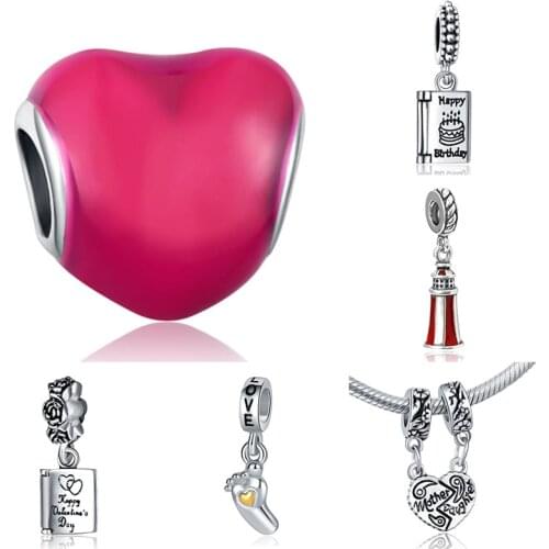 Charms plata plata de ley original bracelet jewelry making valentines day mary poppins bijoux natural stone beads