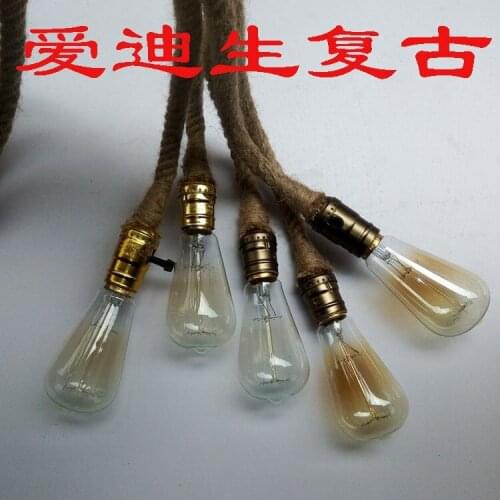 Pendant Light Vintage Hemp Rope Hanging Lamp Loft Industrial Lighting E27 Edison Bulb American Style for Restaurant coffee bar