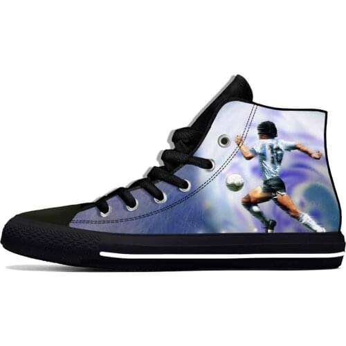 Argentina Football Soccer Maradona Fashion Cool Casual Cloth Shoes High Top Lightweight Breathable 3D Print Men Women Sneakers